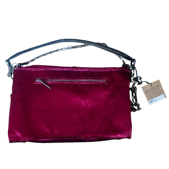 Matt & Nat Fuchsia Velvet Vegan Leather Zipper Trim Envelope Purse Clutch NWT - Picture 4 of 8